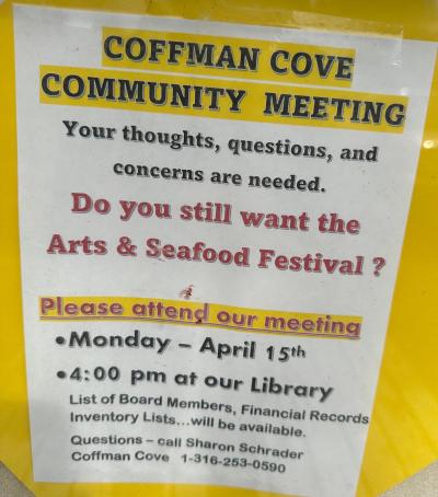 Community Arts & Seafood Meeting Flyer